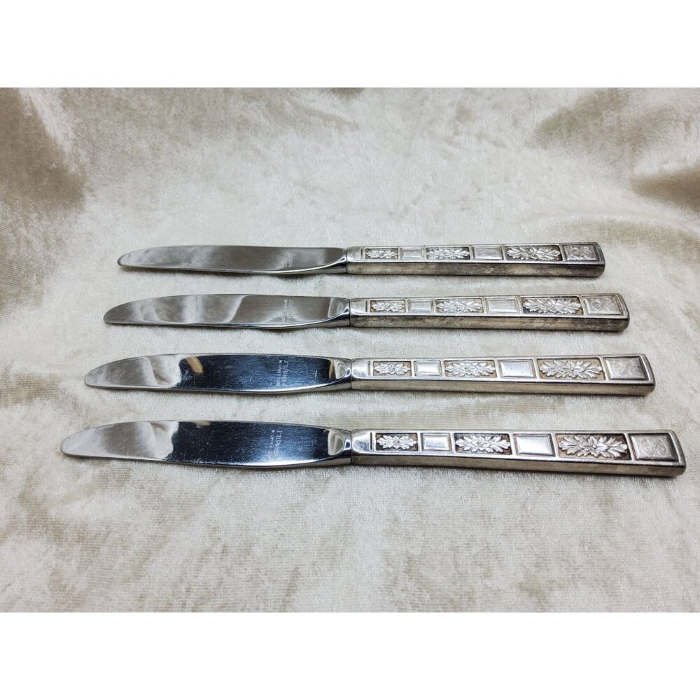 vintage set of 4 reed & barton mirrorsteele metal flatware